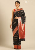 Black Allover Butta Weaving Silk Saree - Taashi