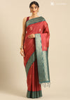 Dusty Red Tussar Contemporary Woven Saree