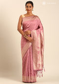 Mauve Traditional Pattern Woven Tussar Saree - Taashi