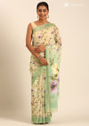 Pastel Green Georgette Contemporary Printed Saree