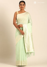 Pastel Green Tussar Contemporary Woven Saree