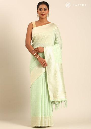 Pastel Green Tussar Contemporary Woven Saree