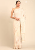 Cream Fancy Embroidery Tussar Saree - Taashi