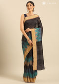 Multicolor Zigzag Printed Tussar Saree - Taashi