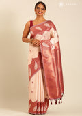 Rose Gold Tissue Brocade Weaving Silk Saree - Taashi