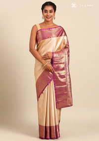 Dual Colour Silk Korvai Tissue Kanjivaram Weave Saree