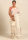 Off White Tissue Contemporary Embroidered Saree