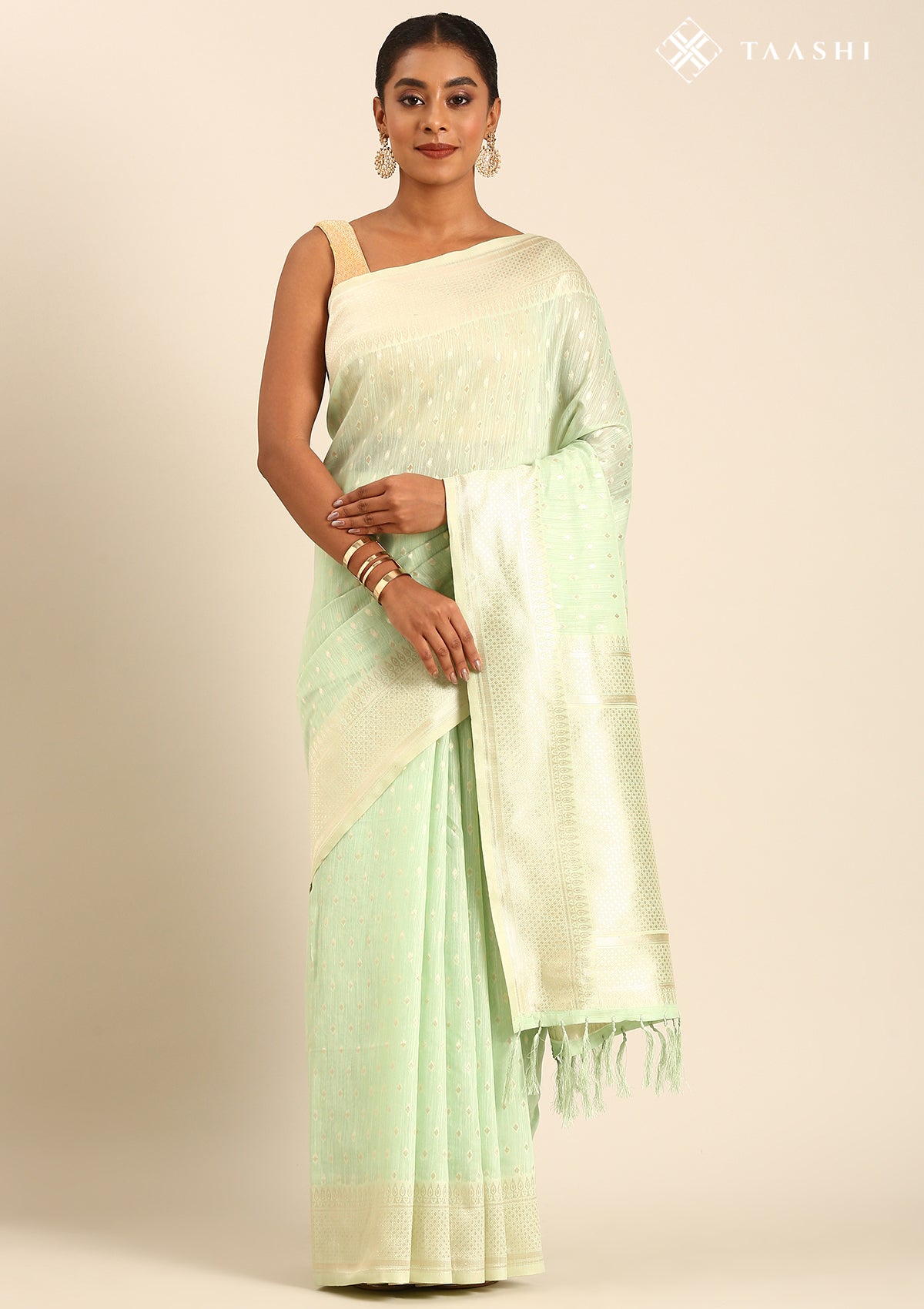 Mint Green Traditional Pattern Woven Tussar Saree