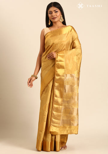Golden Betel Leaf Woven Tussar Saree