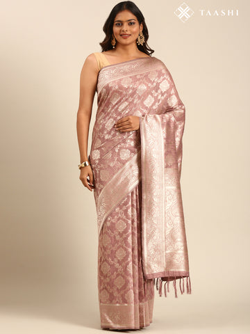 Mauve Jaal Woven Tussar Saree