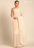 Cream Fancy Embroidery Tussar Saree - Taashi