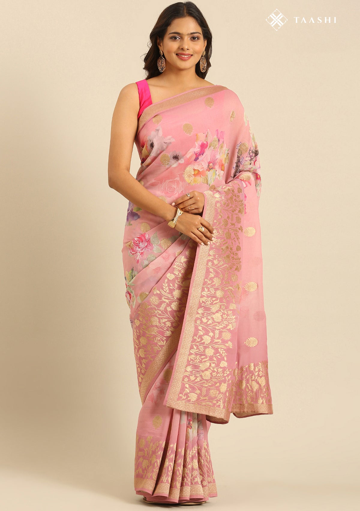 Pink Georgette Saree