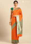 Orange Allover Butta Weaving Silk Saree - Taashi