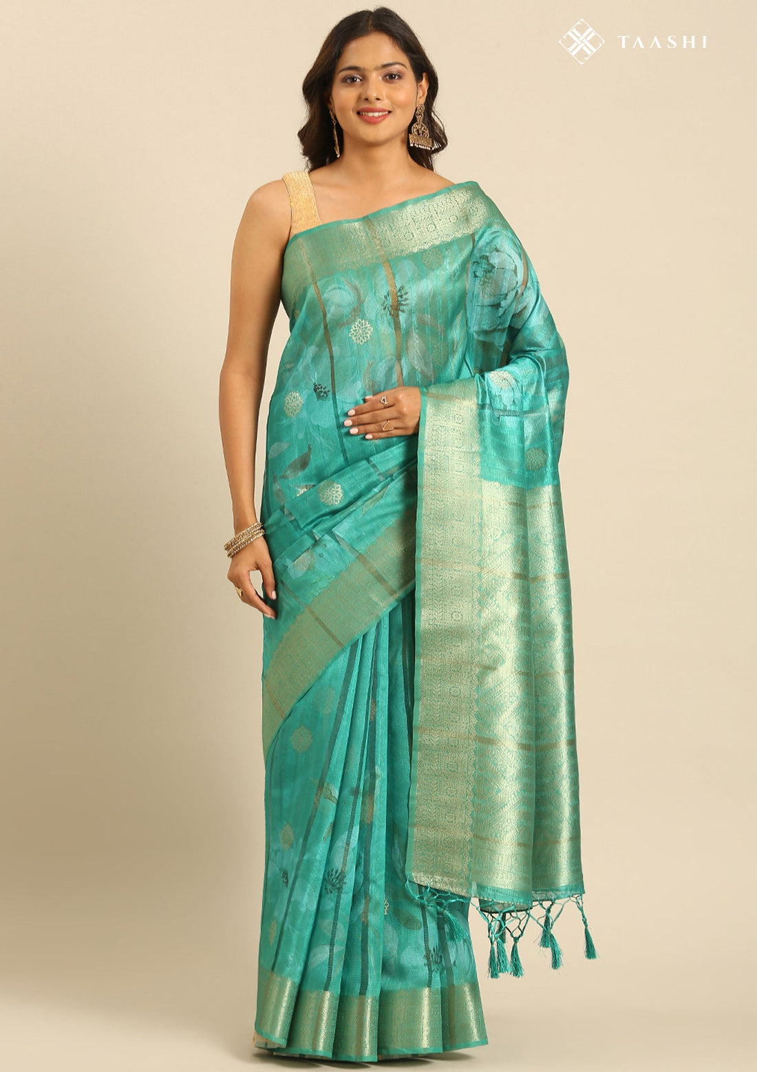 Mint Green Organza Contemporary Printed Saree