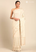 Cream Fancy Embroidery Tussar Saree - Taashi