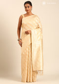 Pastel Beige Traditional Woven Tussar Saree - Taashi