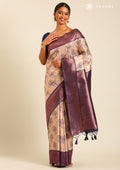 Rose Gold Floral Tissue Brocade Silk Saree - Taashi