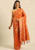 Burnt Orange Banarasi Saree - Taashi