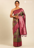 Emerald Green Tissue Brocade Weaving Silk Saree - Taashi