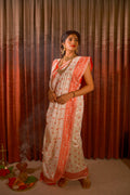 Red And Cream Traditional Bengoli Woven Tussar Saree - Taashi