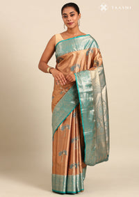 Copper Silk Korvai Tissue Kanjivaram Weave Saree