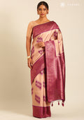 Rose Gold Tissue Brocade Weaving Silk Saree - Taashi