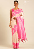 Rose Gold Tissue Brocade Weaving Silk Saree - Taashi