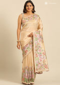 Ivory Floral EmbroideRed Tissue Saree - Taashi