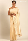 Beige Tussar Contemporary Woven Saree