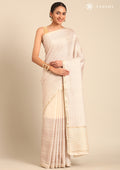 Cream Fancy Embroidery Tussar Saree - Taashi