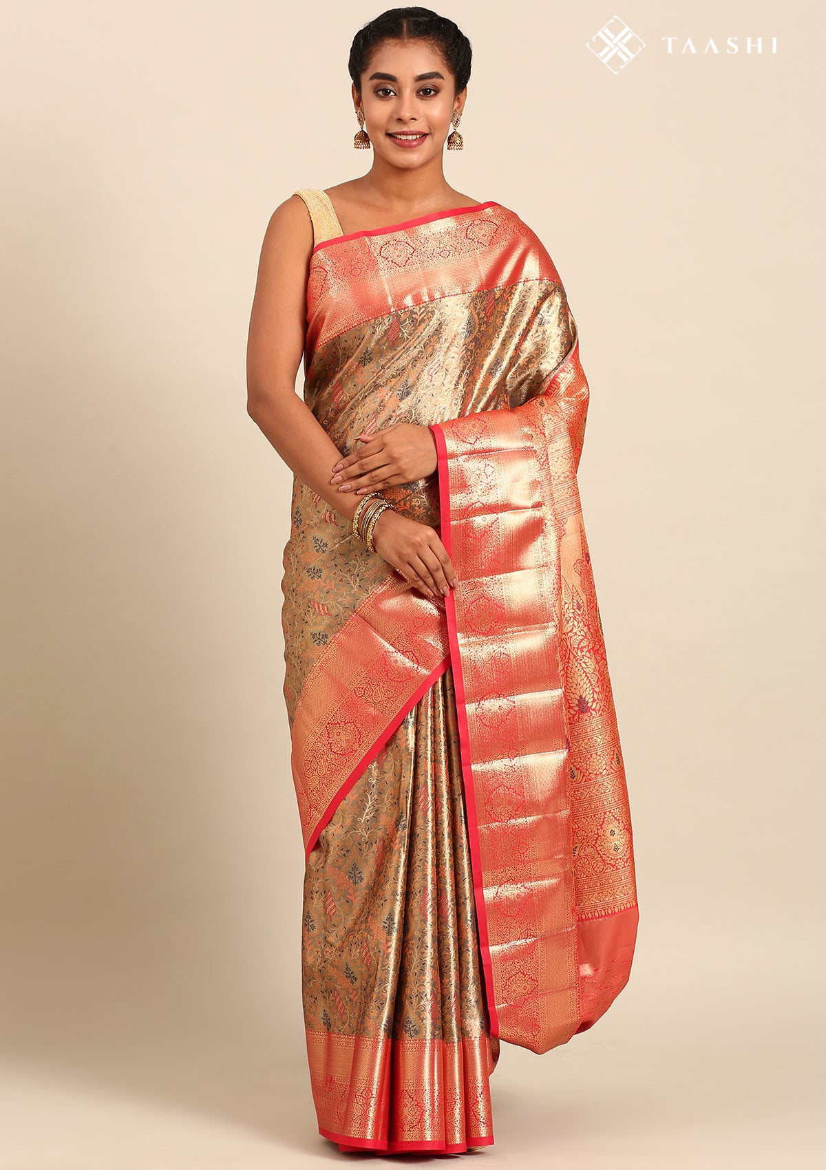 Dark Blue And Red Kanchipuram Saree