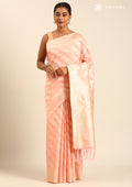 Pastel Peach Traditional Woven Tussar Saree - Taashi