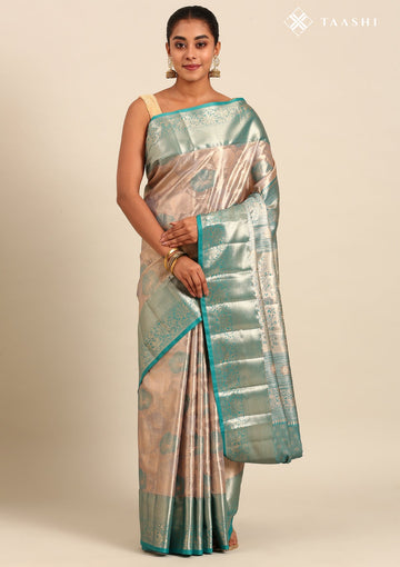 Grey Silk Korvai Tissue Kanjivaram Weave Saree
