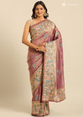 Mauve Nature InspiRed Embroiderd Tissue Saree - Taashi