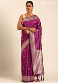 Purple Traditional Pattern Woven Tussar Saree - Taashi