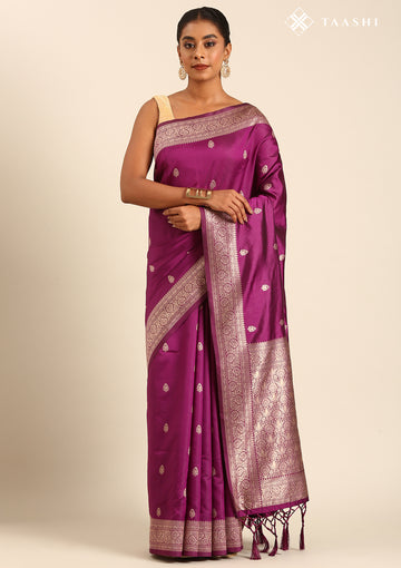 Purple Traditional Pattern Woven Tussar Saree