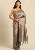 Slate Grey Banarasi Saree - Taashi