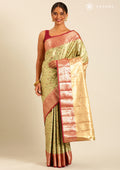 Green And Maroon Kanchipuram Saree - Taashi