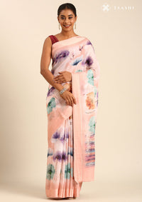Peach Georgette Contemporary Printed Saree