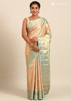 Pastel Yellow Silk Korvai Tissue Kanjivaram Weave Saree