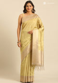 Pastel Green Leaf Woven Tussar Saree - Taashi