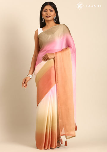 Multicolor Dyed Chiffon Saree