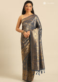 Dark Blue Banarasi Saree - Taashi