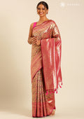 Maroon Color Tissue Brocade Weaving Silk Saree - Taashi