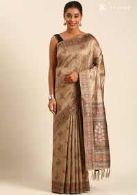 Mocha Brown Tussar Contemporary Woven Saree