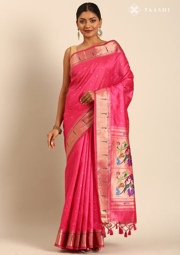 Pink Paithani Pattern Tussar Saree
