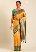 Mustard Tissue Brocade Weaving Silk Saree - Taashi