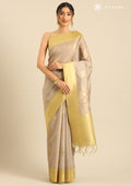 Khadi Color Leaf Woven Tussar Saree - Taashi