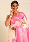 Rose Gold Tissue Brocade Weaving Silk Saree - Taashi