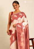 Rose Gold Tissue Brocade Weaving Silk Saree - Taashi